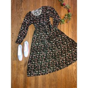 VINTAGE 1980s long sleeve floral dress